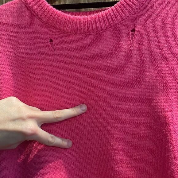 Ann Andelman Pink Knit Distressed Sweater - Picture 9 of 13